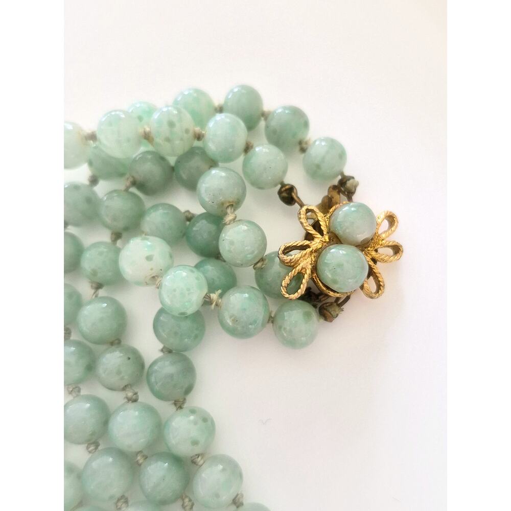 Vintage Sage Green Glass Double-strand Alice Caviness Signed Necklace - Picture 2 of 5